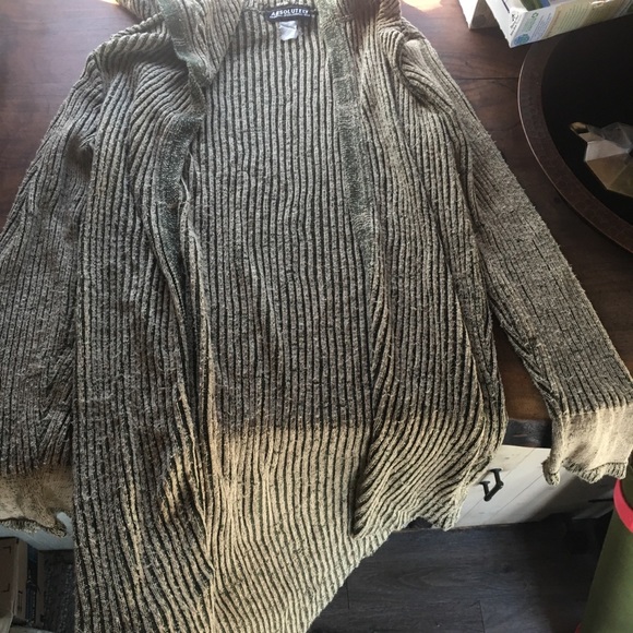 Boho Forest Green Cardigan Hooded Light Sweater - Picture 7 of 7